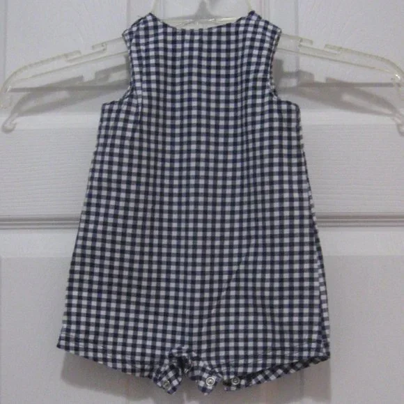 Adorable Gingham Overalls with Embroidered Red Crabs - Picture 5 of 5